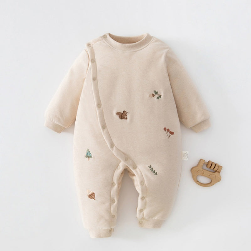 【BABY】冬新作北欧風刺繍りす中綿カバーオールSK102621