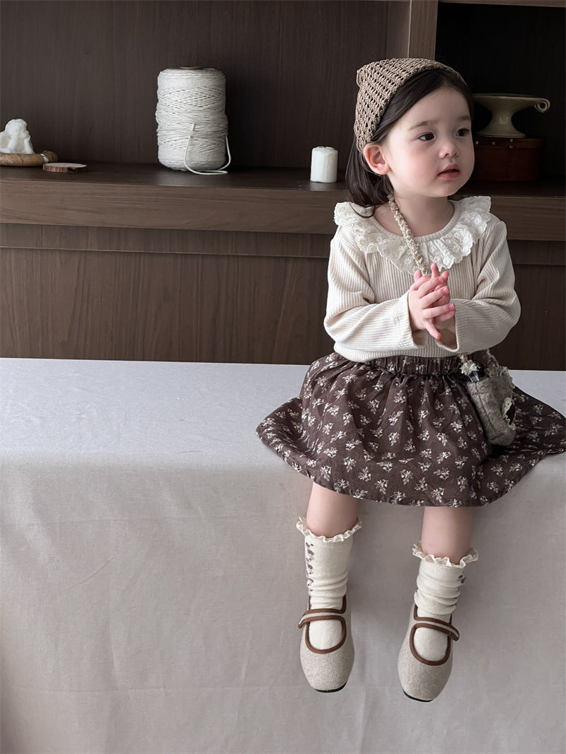 【BABY&KID】レース襟トップス、スカートSK021502