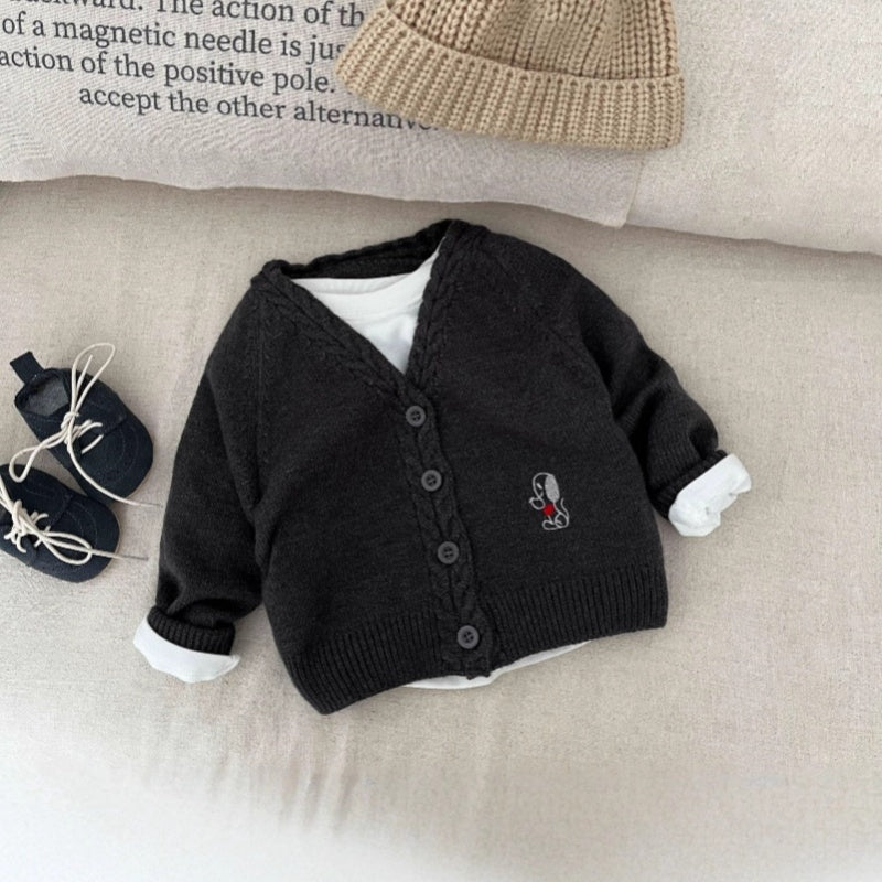 【BABY&KID】ワンちゃん刺繍ニットカーディガンSK100204