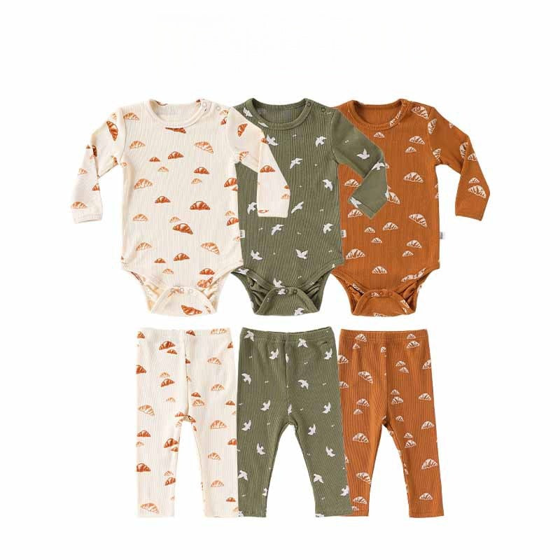 【BABY】北欧風パン、カモメ柄ロンパース、レギンスSK101325