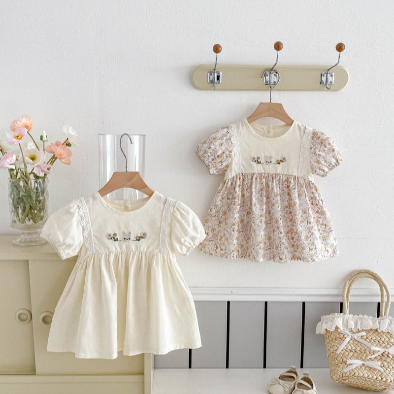 【BABY&KID】夏新作 フラワー、無地ワンピースSK080308