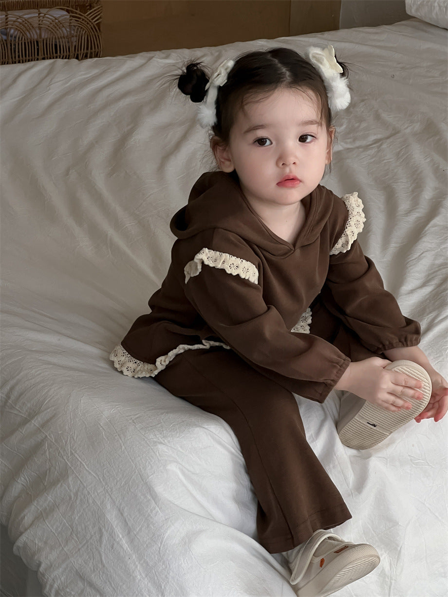 【BABY&KID】レース無地トップス&パンツセットSK012405