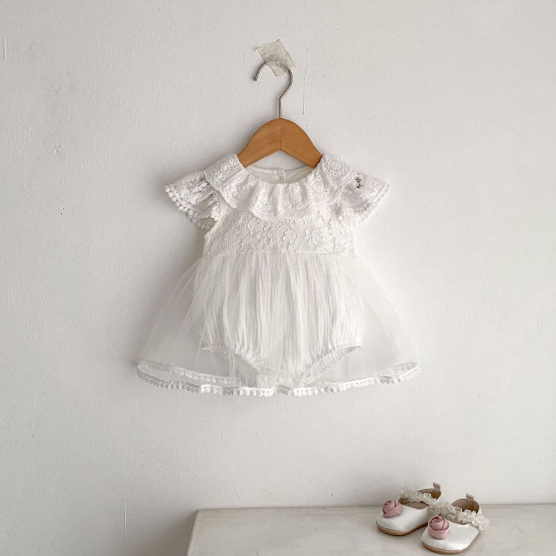 【BABY】夏新作 フラワー刺繍ロンパースSK080101