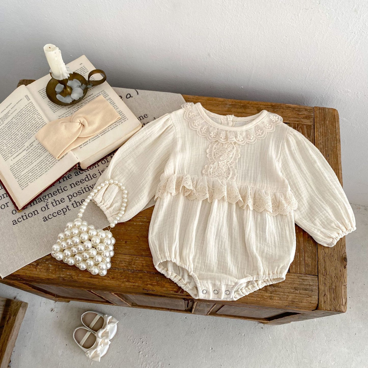 【BABY】レース花刺繡ロンパースSK030614