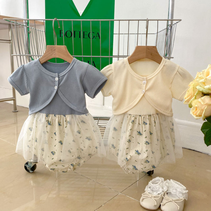 【BABY】夏新作 メッシュロンパース&カーディガンセットアップSK071908