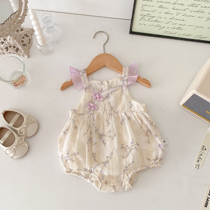 【BABY】夏新作 ガーリー刺繍キャミロンパースSK090610