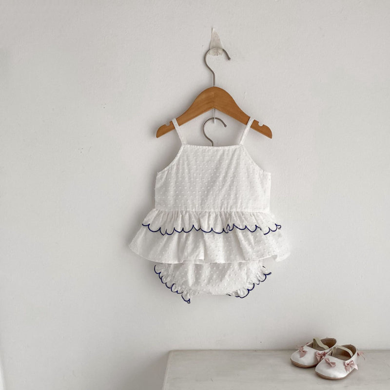 【BABY&KID】夏新作 フラワー刺繍キャミセットアップSK081608