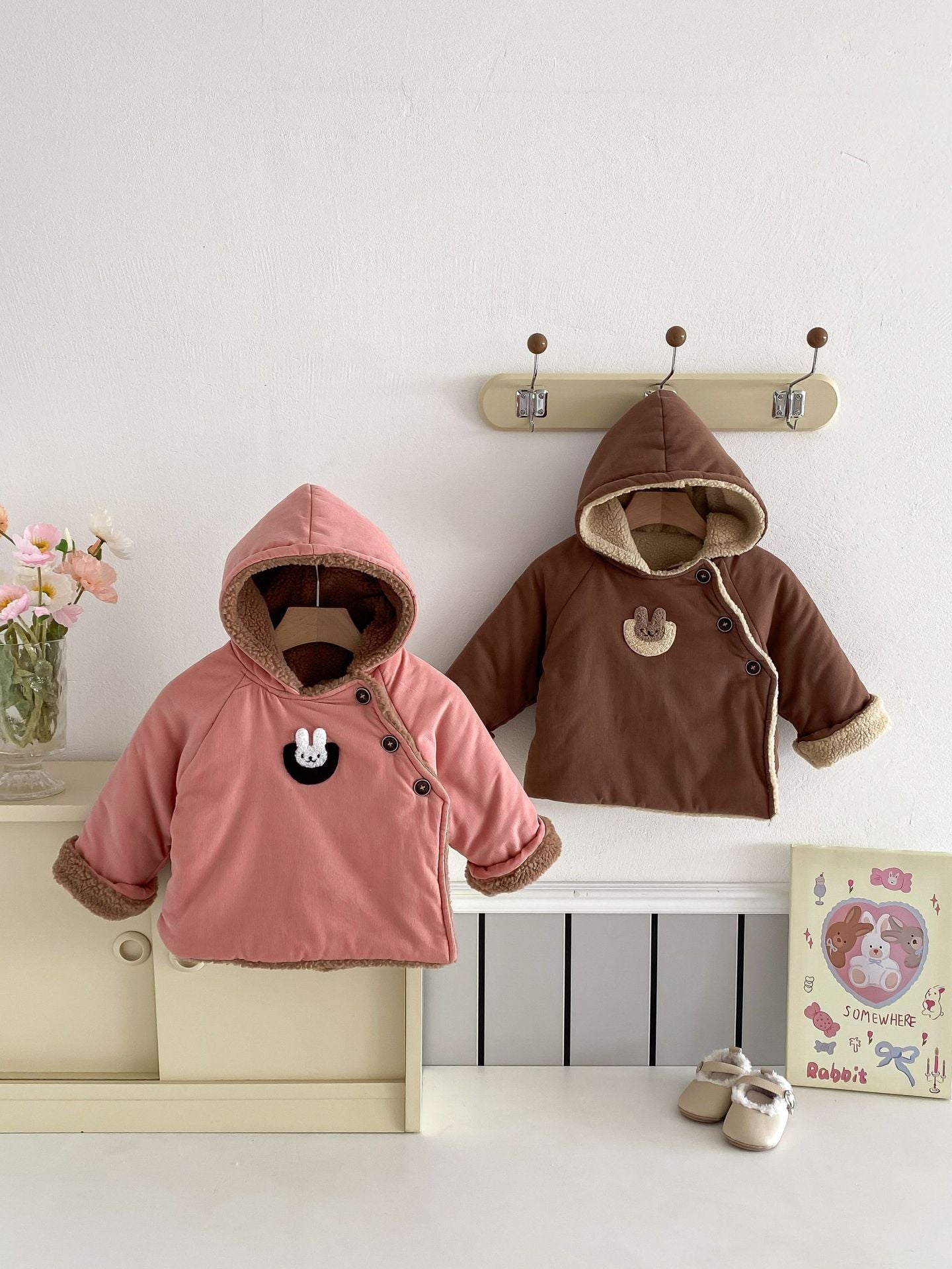 【BABY&KID】韓国風 裏起毛帽子付きアウターSK022301