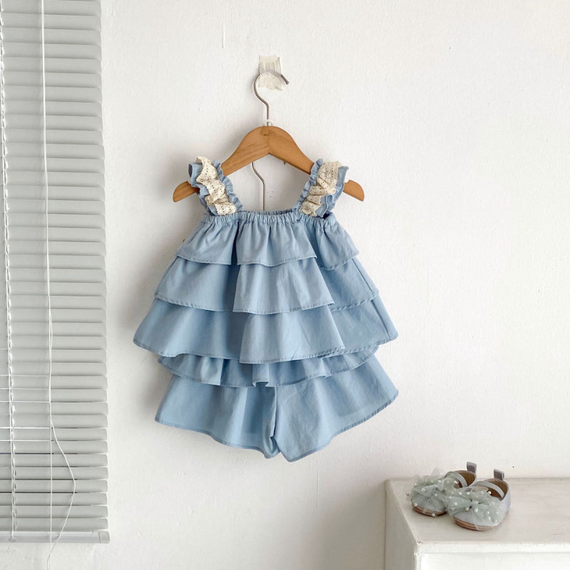 【BABY&KID】夏新作 無地レースキャミセットアップSK071925