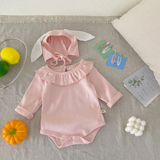 【BABY】フリルロンパース&うさ耳帽子SK092816