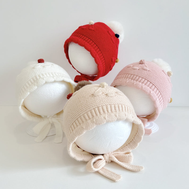 【HAT】波型ポンポンニット帽子SK101607
