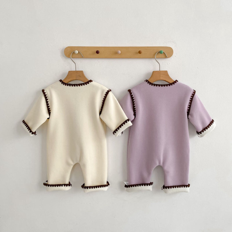 【BABY】冬新作スカラップ裏起毛カバーオールSK102508