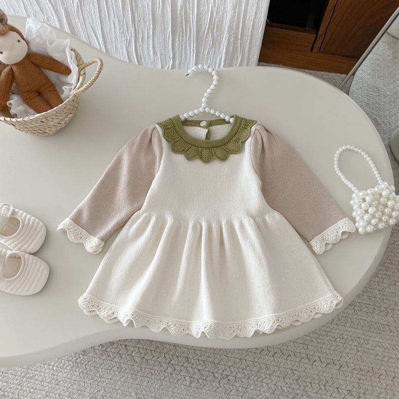 【BABY&KID】コントラストカラーニットワンピースSK092711