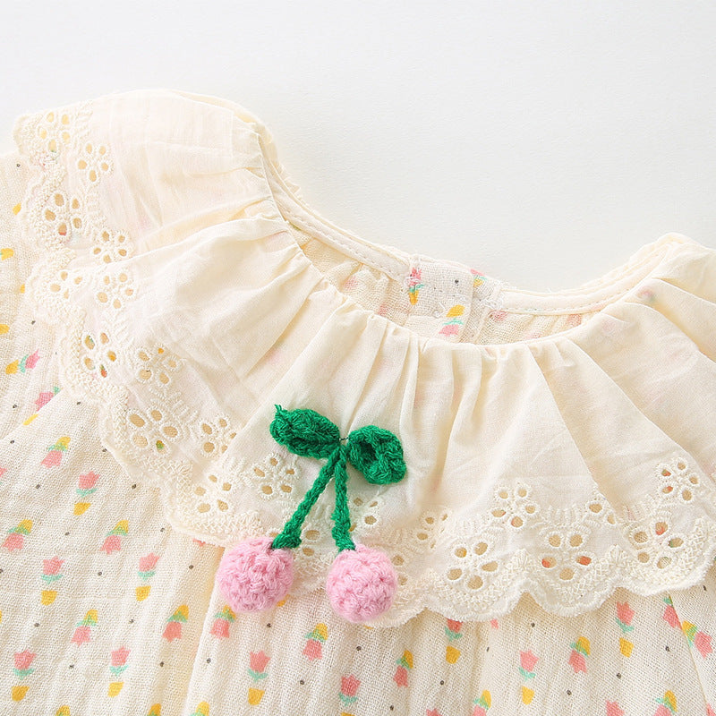 【BABY】夏新作 クルーネック花柄ロンパース&帽子SK091520