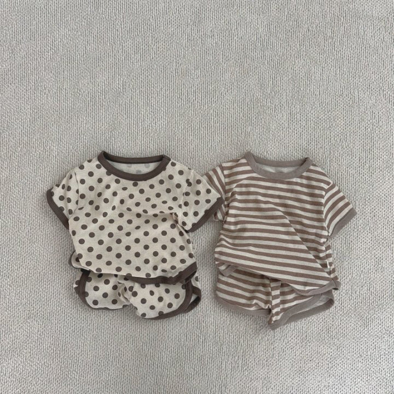 【BABY&KID】夏新作 ボーダー、ドットセットアップSK091215