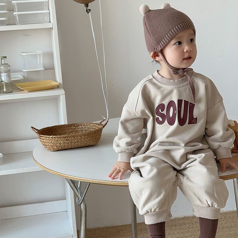 【BABY】SOULシンプルな英字カジュアルロンパースSK11531