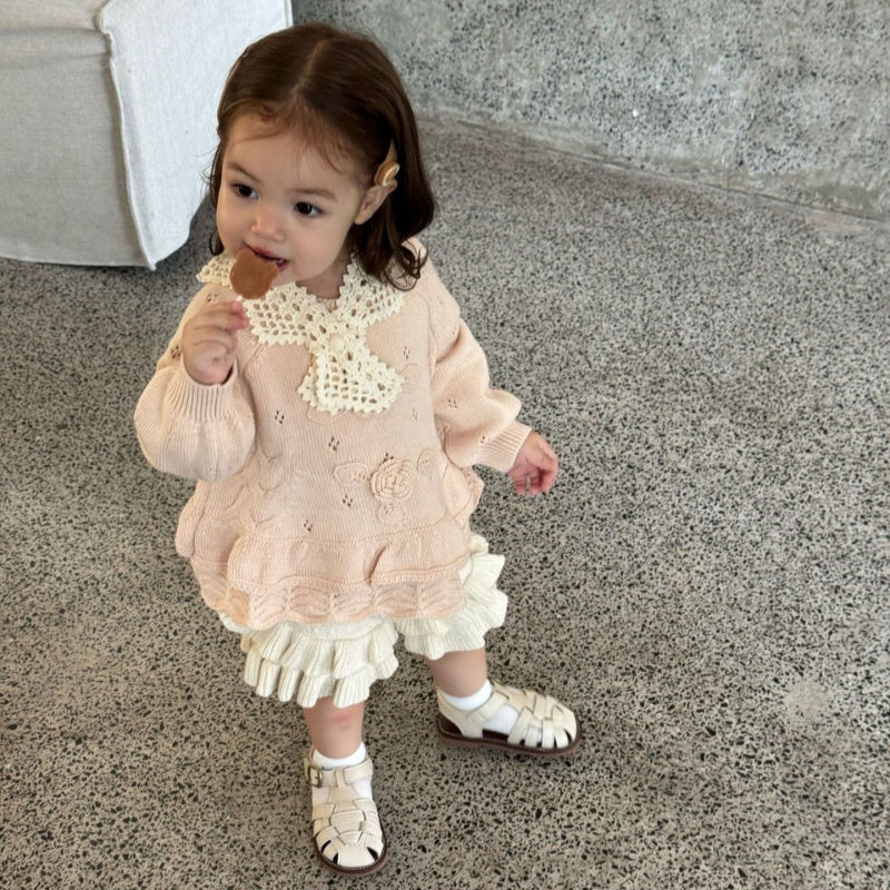 【BABY&KID-予約限定】手編みフラワーニットセーターSK102234