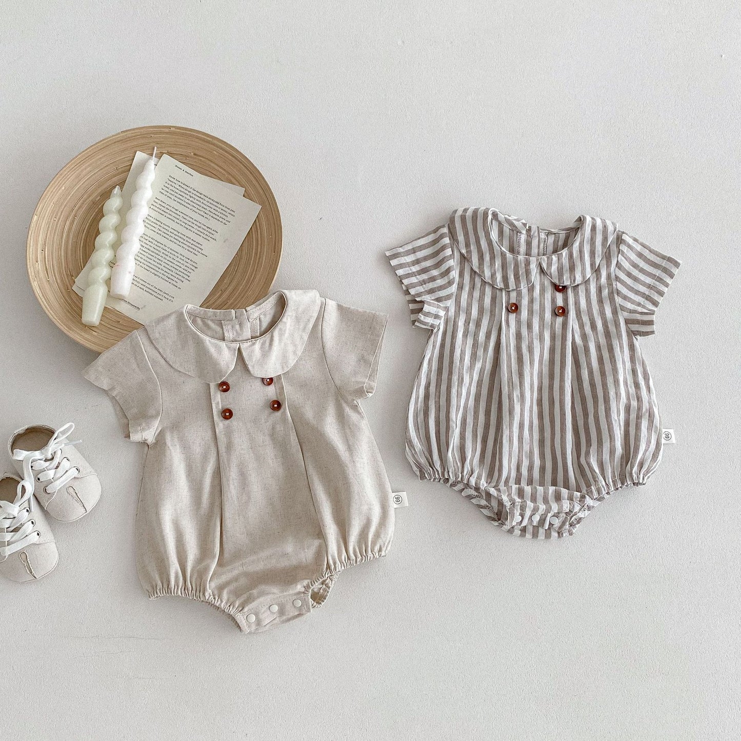 【BABY】夏新作 ストライプ、無地ロンパースSK062908