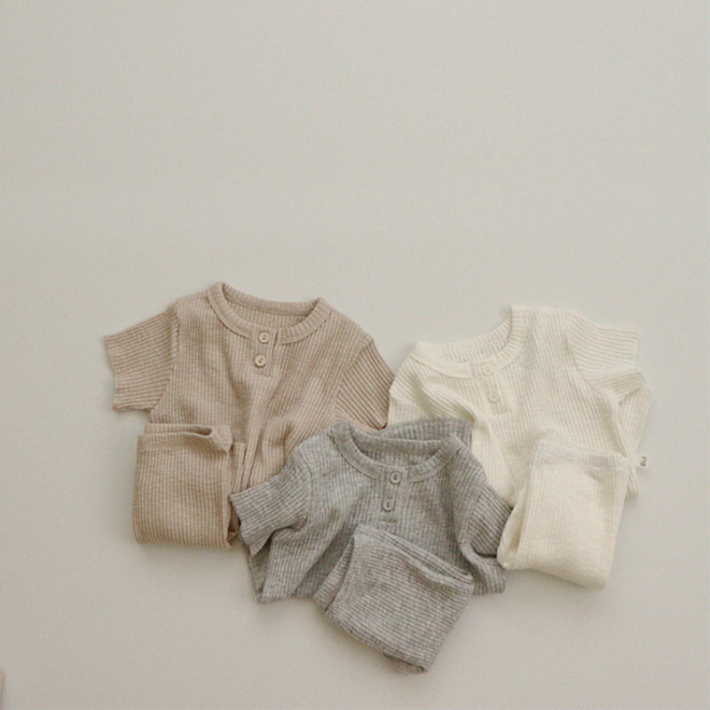 【BABY&KID】夏新作 無地リブセットアップSK091206