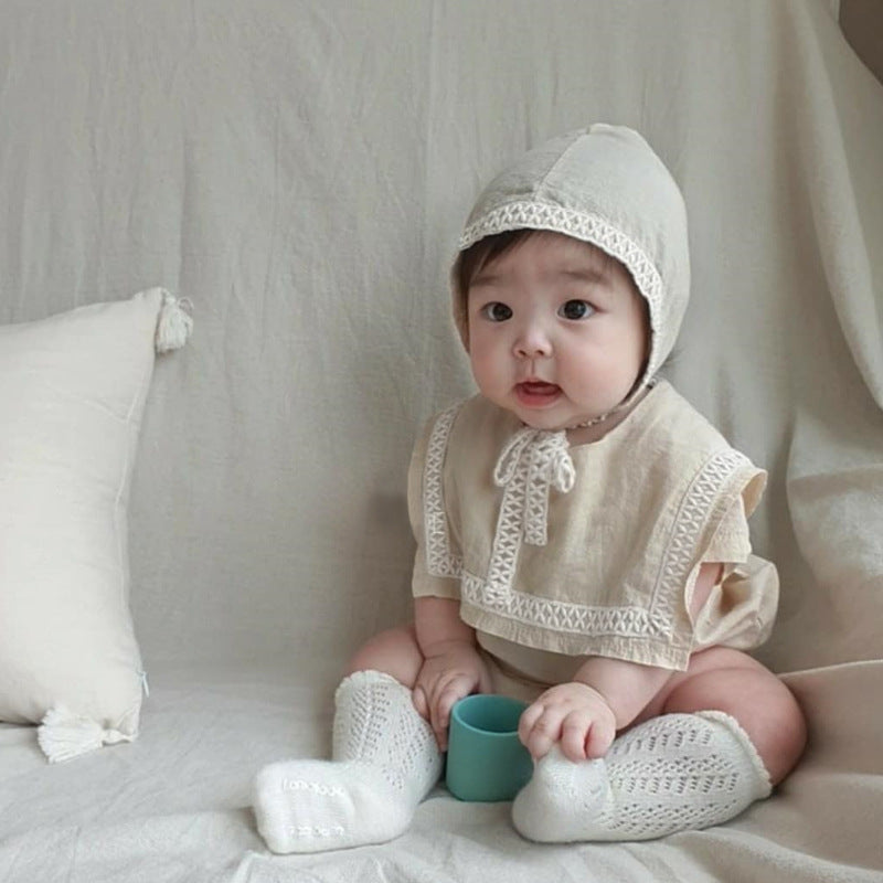 【BABY】夏新作 ビッグラペルロンパース&帽子SK082513