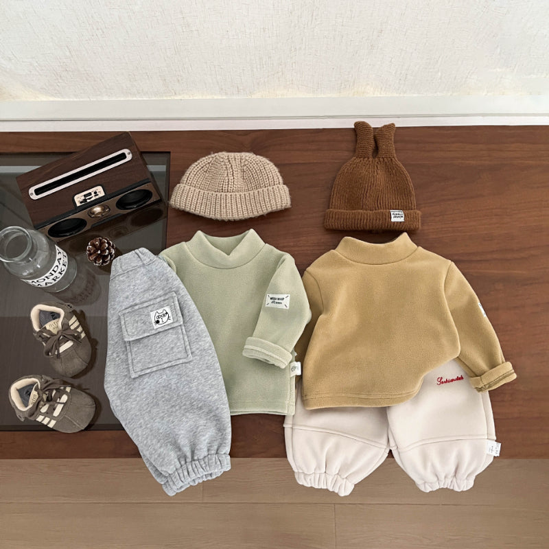 【BABY&KID】冬新作 両面フリース袖ワッペントップスSK102327