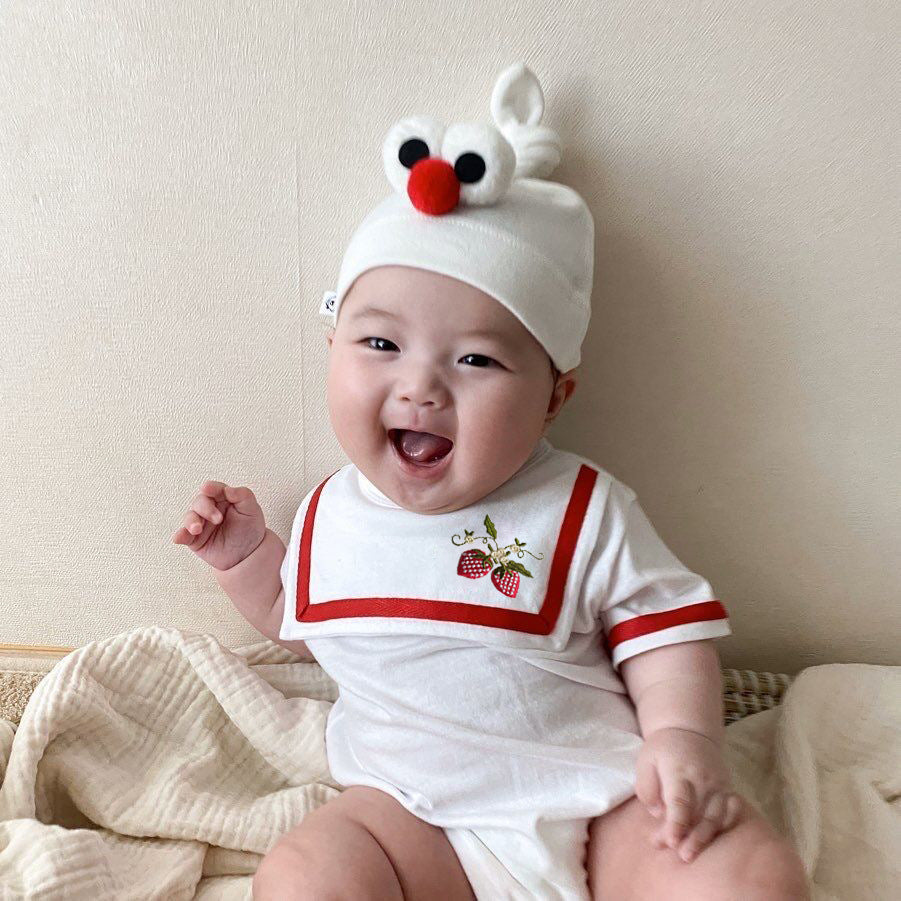 【BABY】夏新作 可愛い刺繍海軍襟ロンパースSK071803