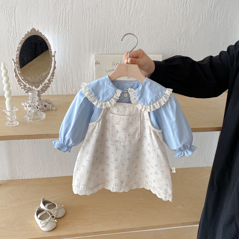 【BABY&KID】花柄サロペットスカート&ガールシャツSK092434