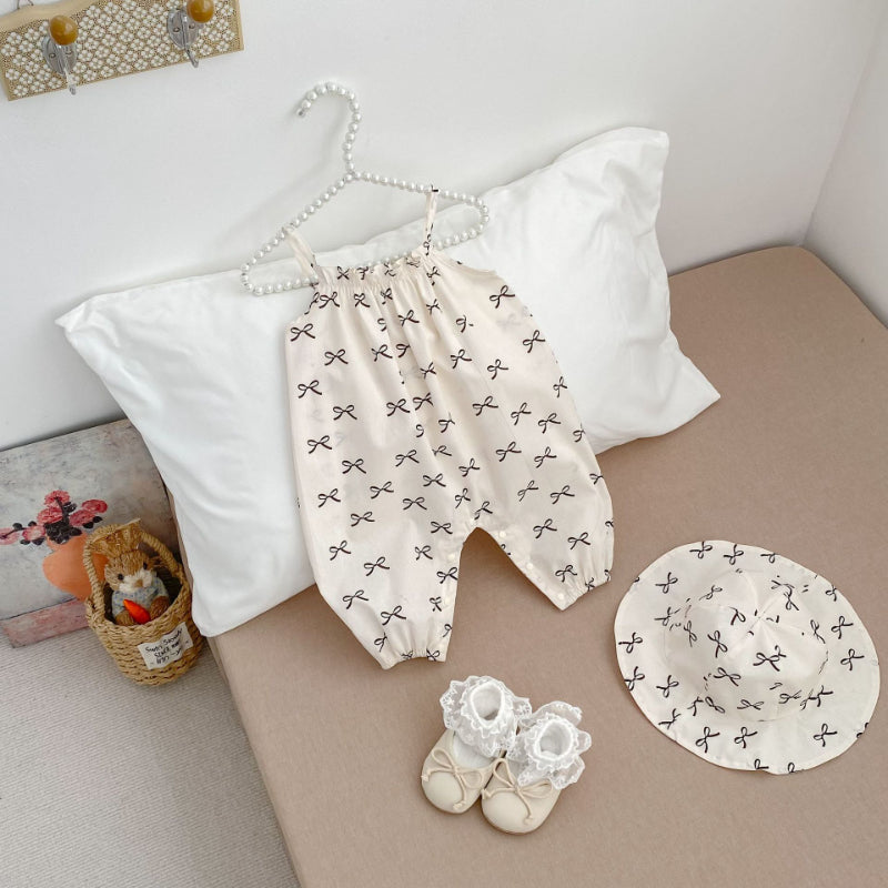 【BABY】夏新作 蝶結び柄サロペット&帽子SK062911