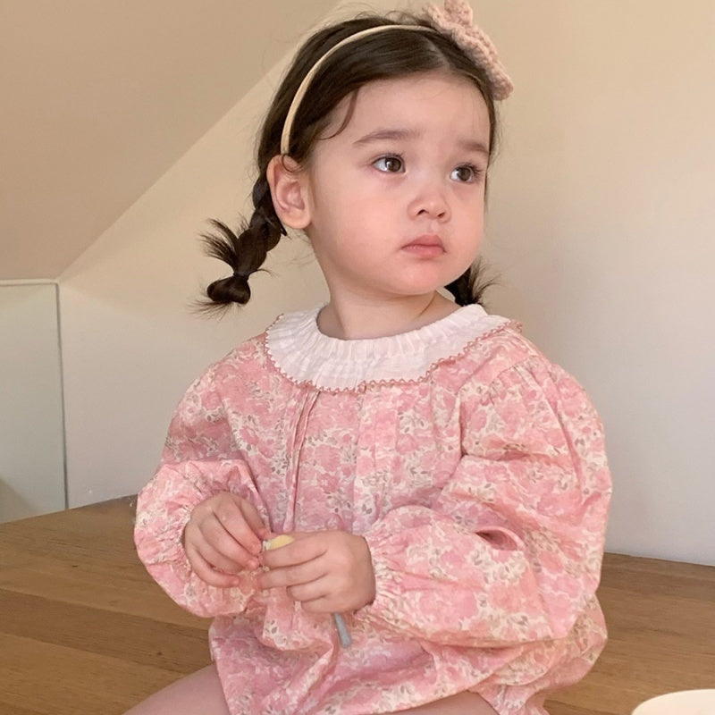 【BABY-予約限定】おしゃれラウンドカラー小花柄ロンパースSK101214