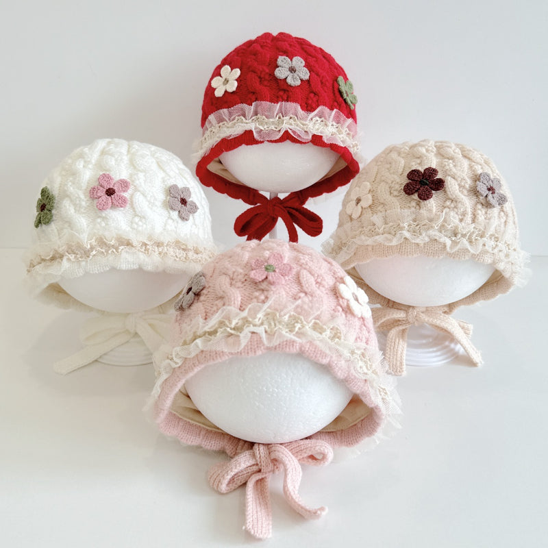 【HAT】三つ花レースベビーボンネットSK101611