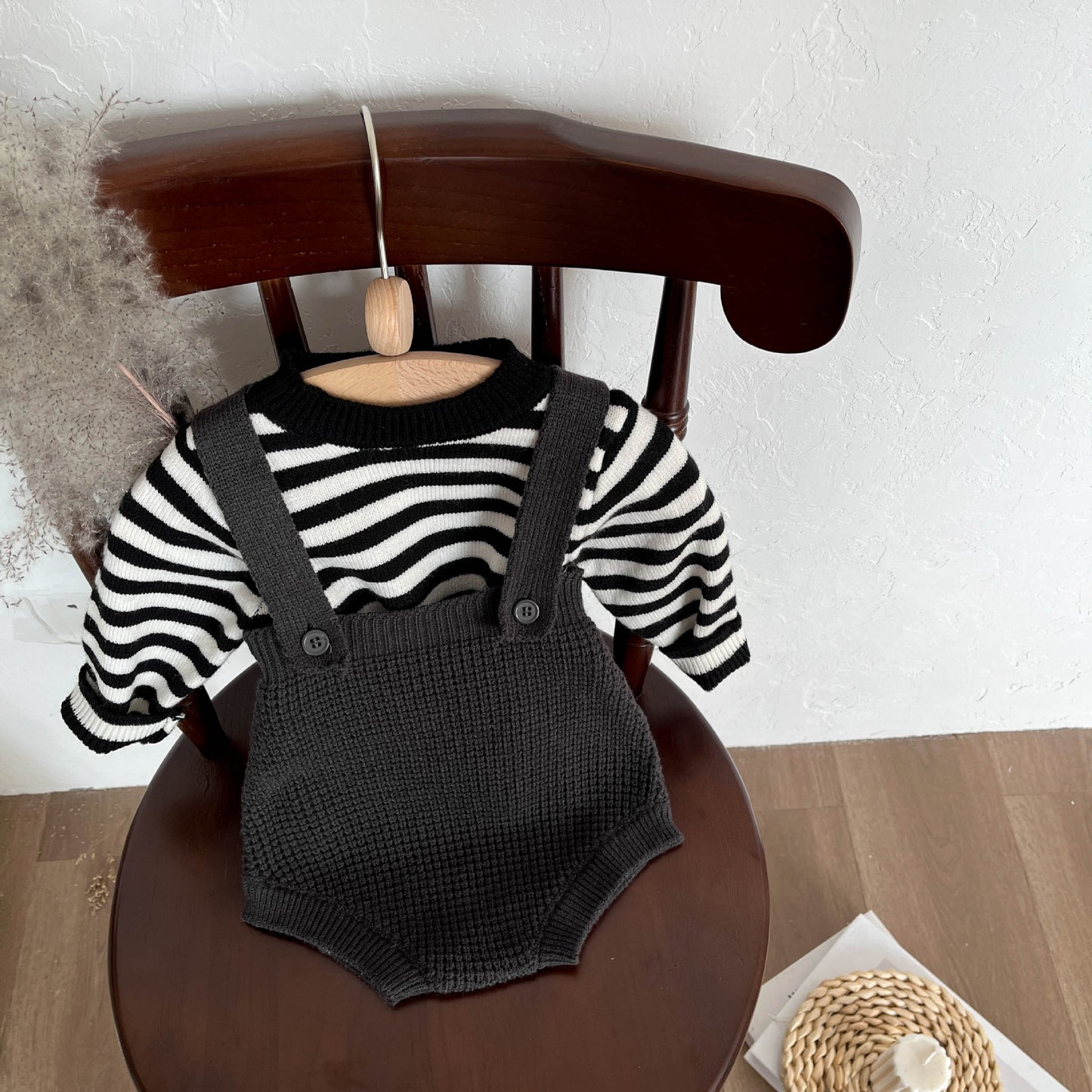 【BABY&KID】ボーダー柄長袖TシャツORサロペットSK022201