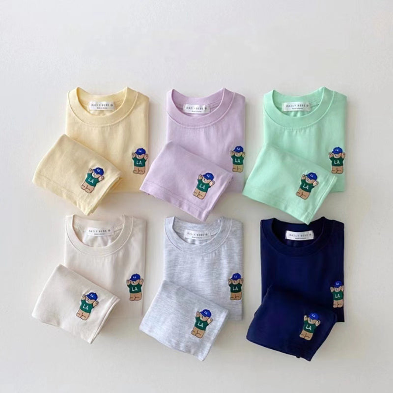 【BABY&KID】夏新作 ベア刺繍セットアップSK091203