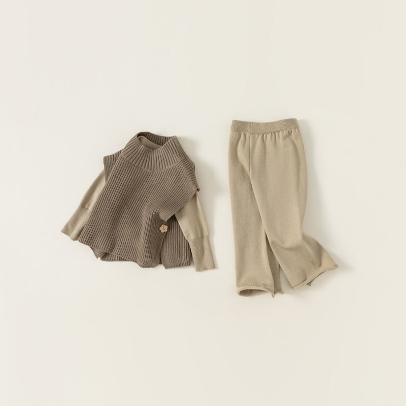 【BABY&KID】ハイネックベスト&無地ニット&ニットパンツ3点セットSK101840
