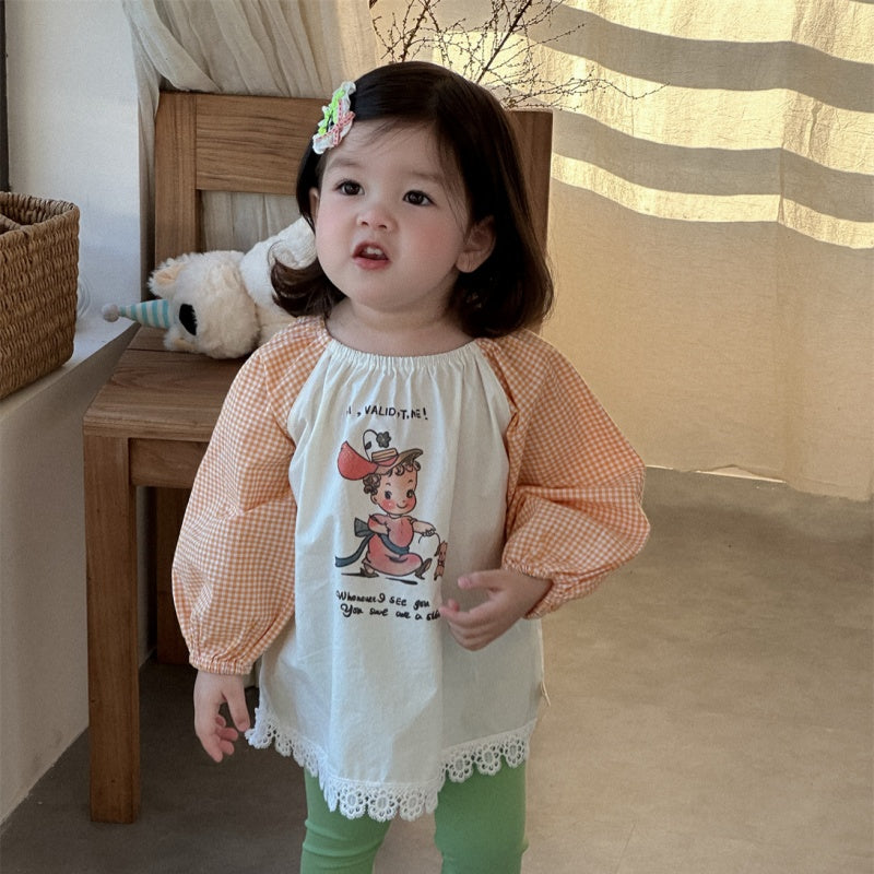 【BABY】長袖カートゥーンプリントブラウスSK072021