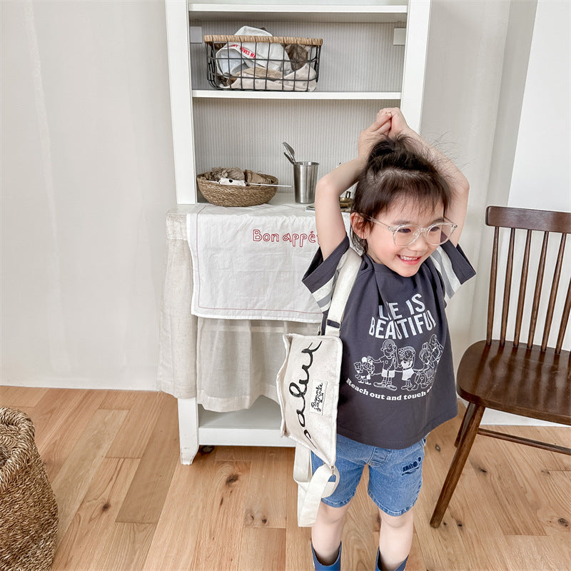 【BABY&KID】夏新作 英字カートゥーン柄プリントTシャツSK091614