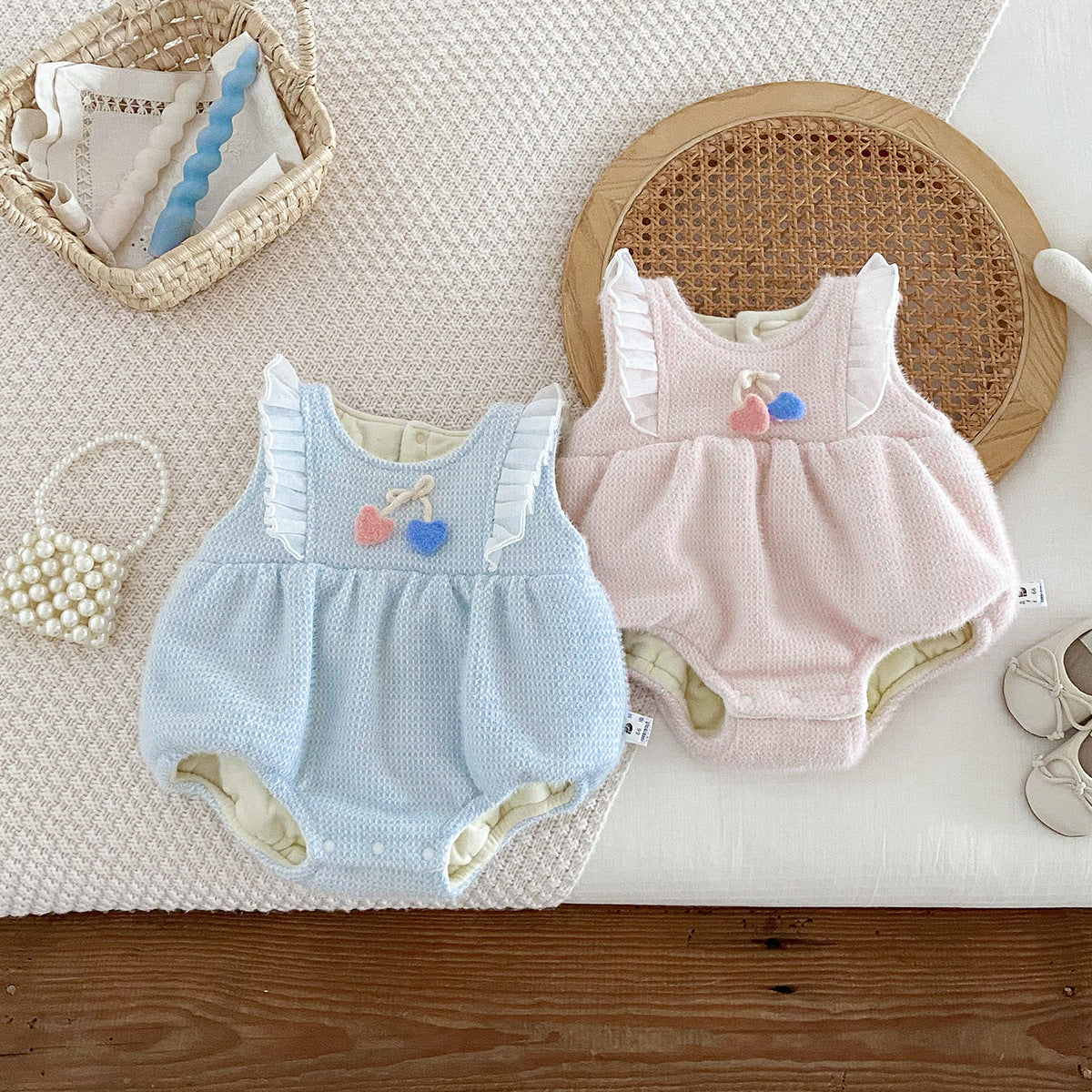 【BABY】チェリーデザインロンパースOR無地インナーシャツSK022209