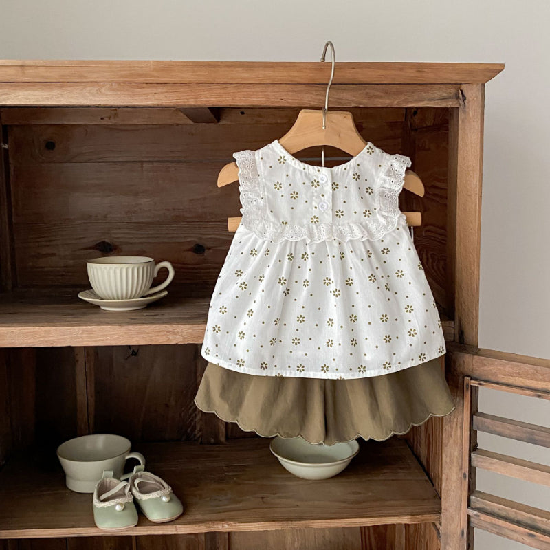 【BABY&KID】夏新作 小花柄トップス&ショートパンツSK081607