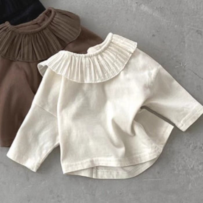 【BABY&KID】韓国風 可愛いフリル襟TシャツSK020915