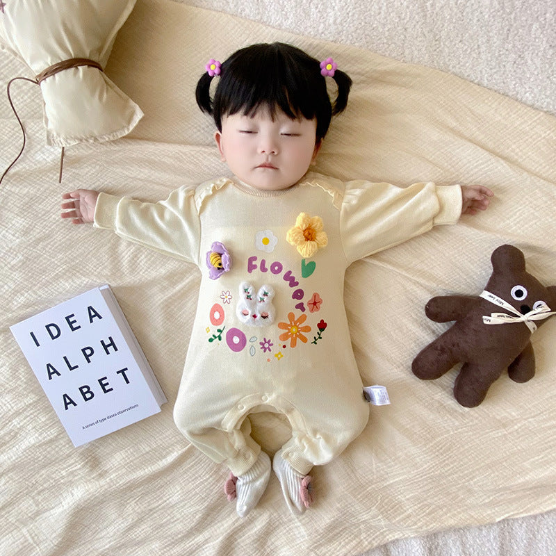 【BABY】花柄うさぎカバーオールSK100505