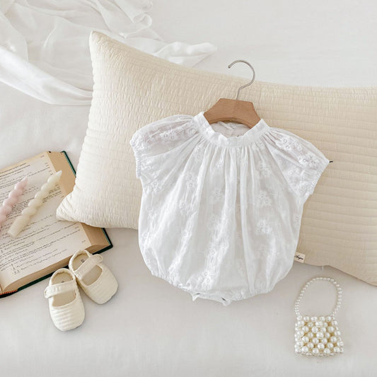 【BABY】夏新作 フラワー刺繍ロンパースSK092616