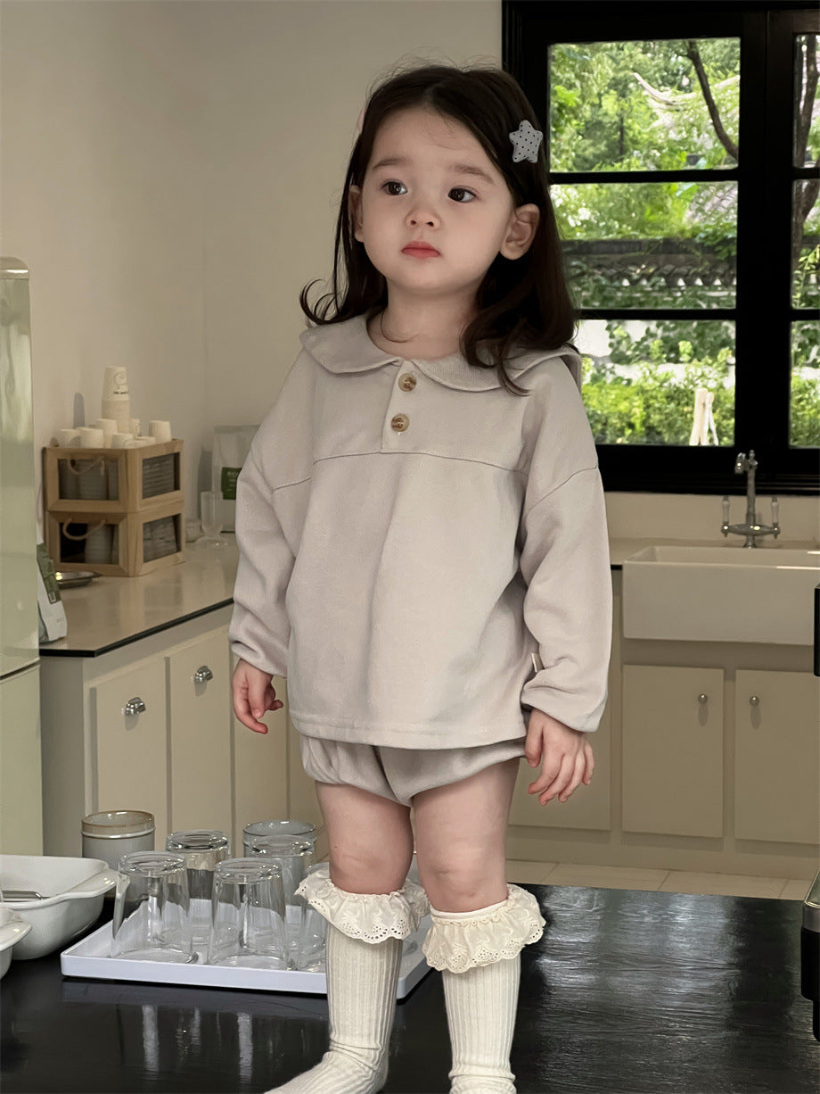 【BABY&KID】無地トップス&パンツセットSK012408