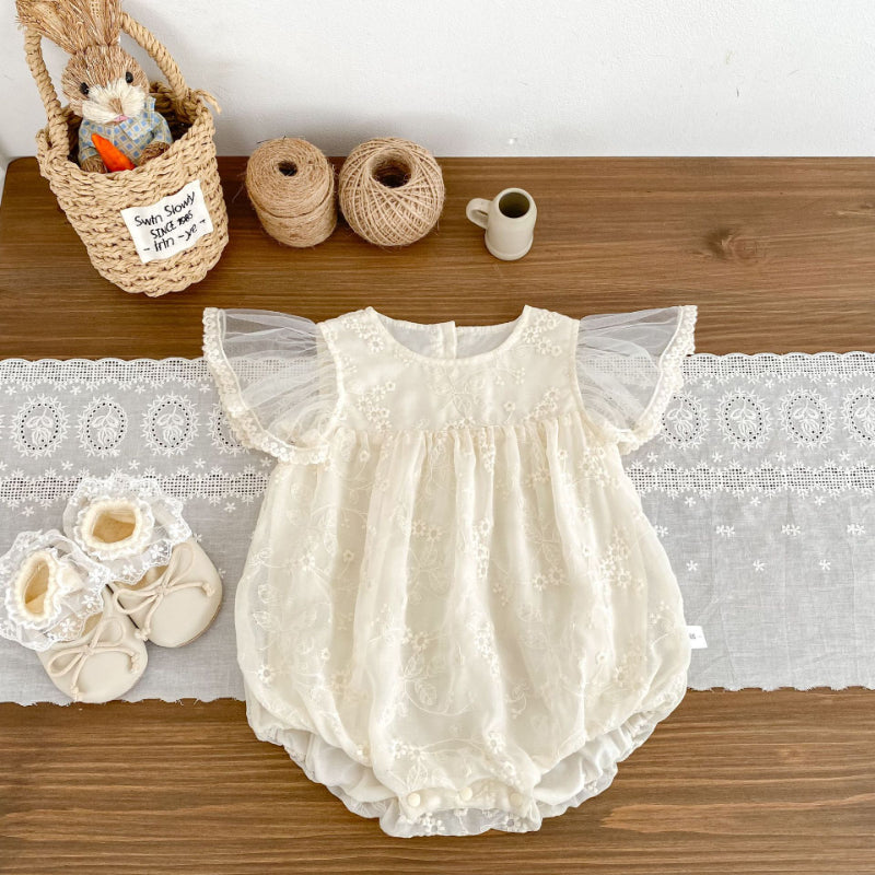 【BABY】夏新作 ジャガード刺繍ロンパースSK081603