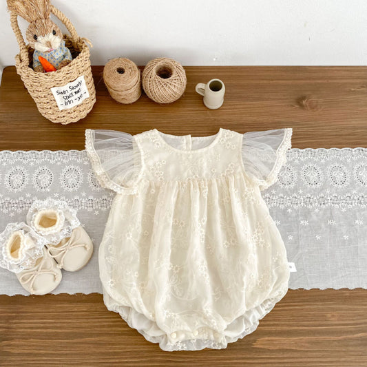 【BABY】夏新作 ジャガード刺繍ロンパースSK081603