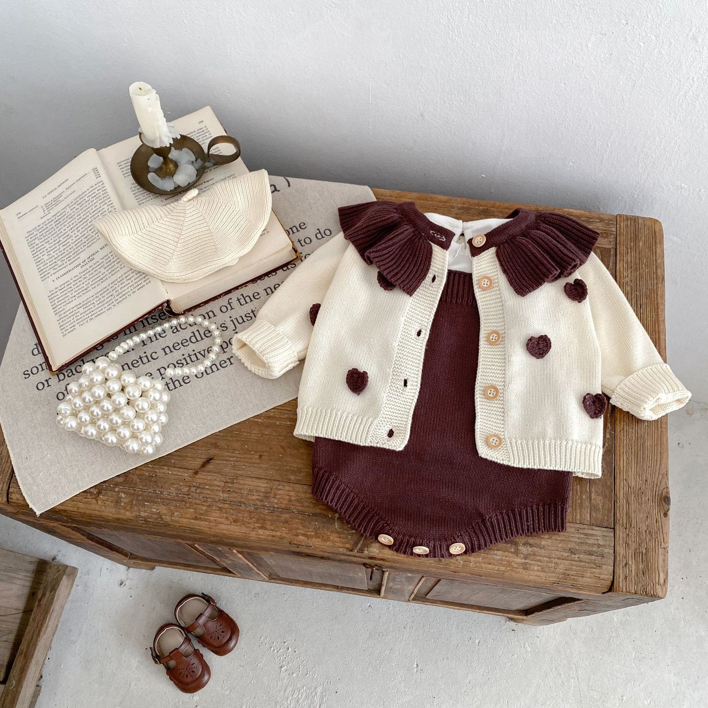 【BABY&KID】可愛いフリル襟カーディガン、サロペットSK012911