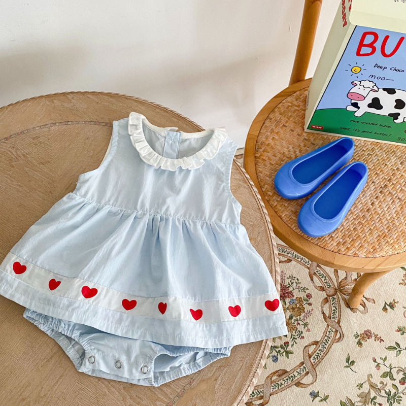 【BABY】夏新作 ハート刺繍ロンパースワンピースSK090702