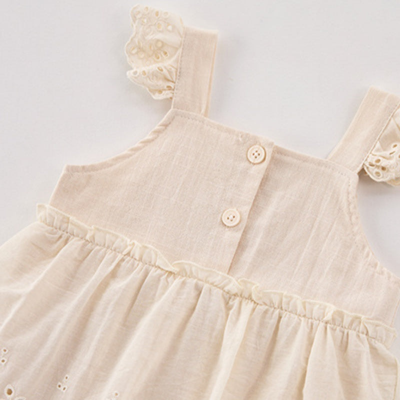 【BABY】夏新作 刺繍フリルキャミロンパースワンピSK081714