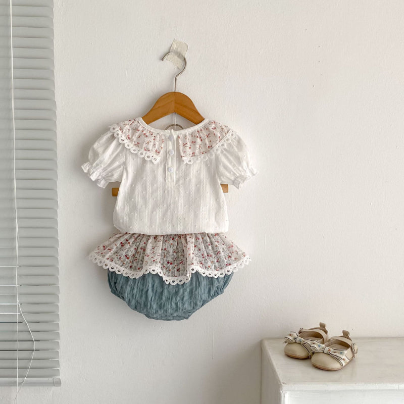 【BABY&KID】夏新作 小花レースセットアップSK090320