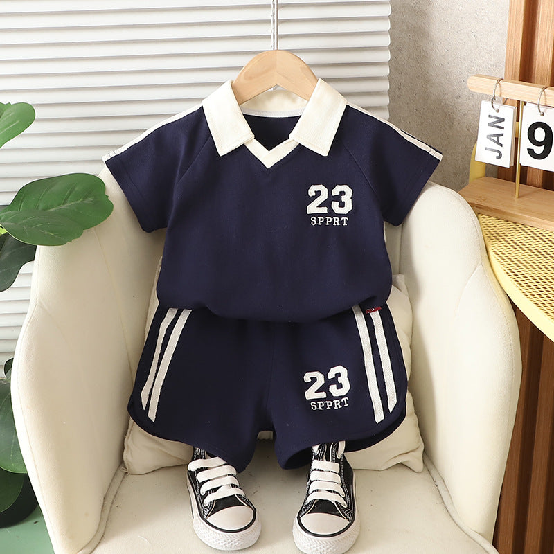 【BABY&KID】夏新作 ナンバーカラーシャツ半袖セットアップSK092629
