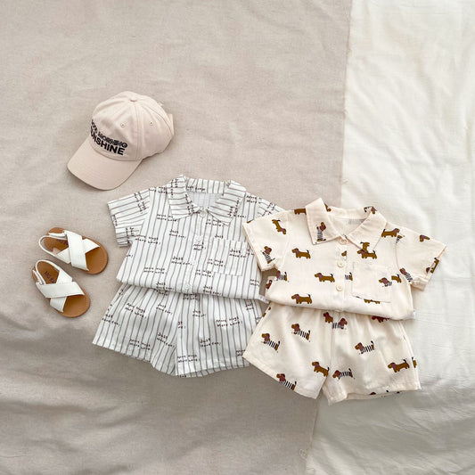 【BABY&KID】夏新作 ストライプ、ペット柄セットアップSK061804