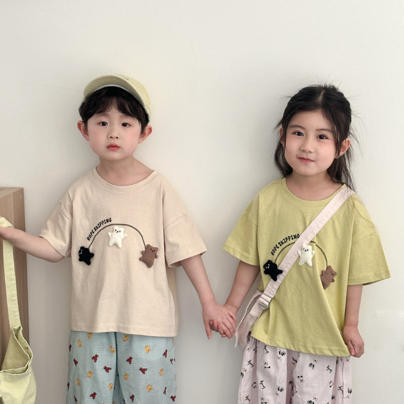 【BABY&KID】夏新作 三匹の小さなクマ半袖TシャツSK072101
